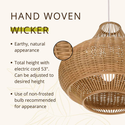 🌿 Woven Rattan Pendant Light 💡 – Cozy Natural Decor ✨