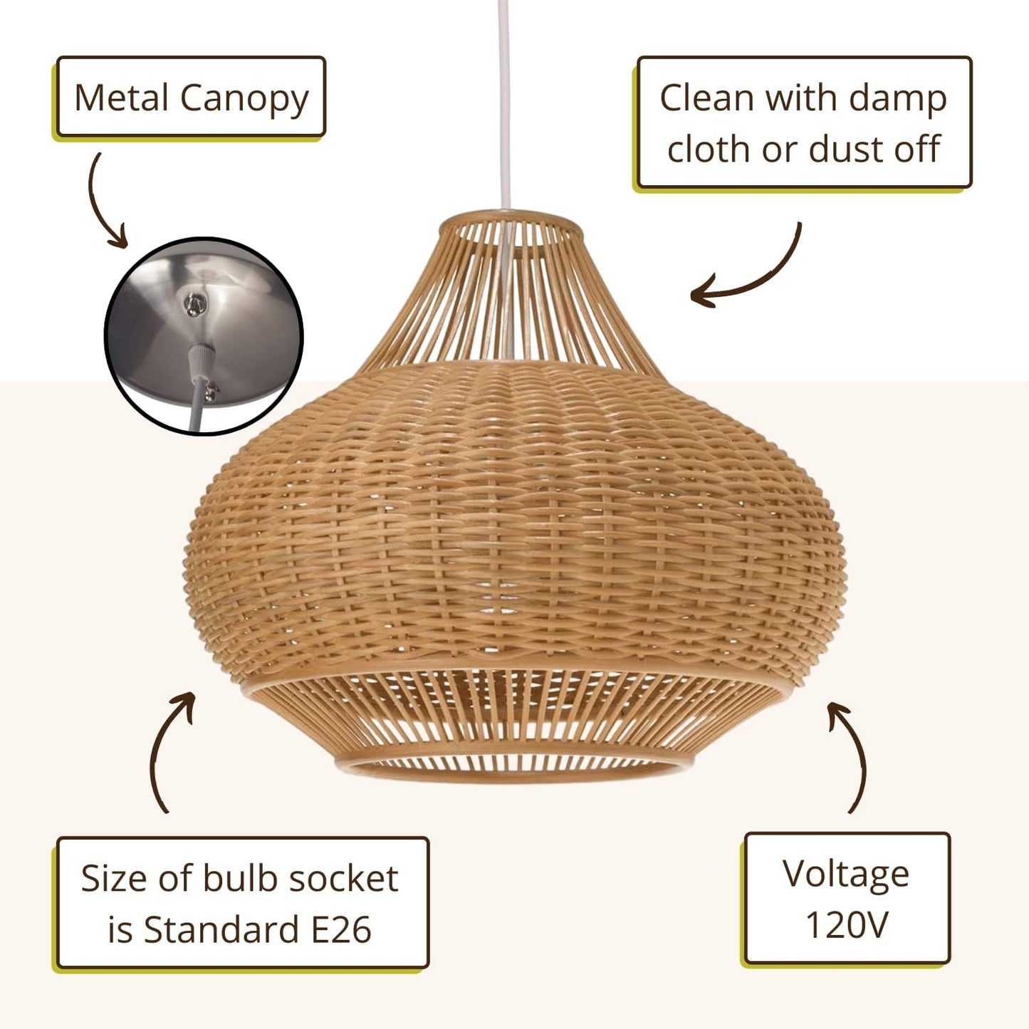 🌿 Woven Rattan Pendant Light 💡 – Cozy Natural Decor ✨