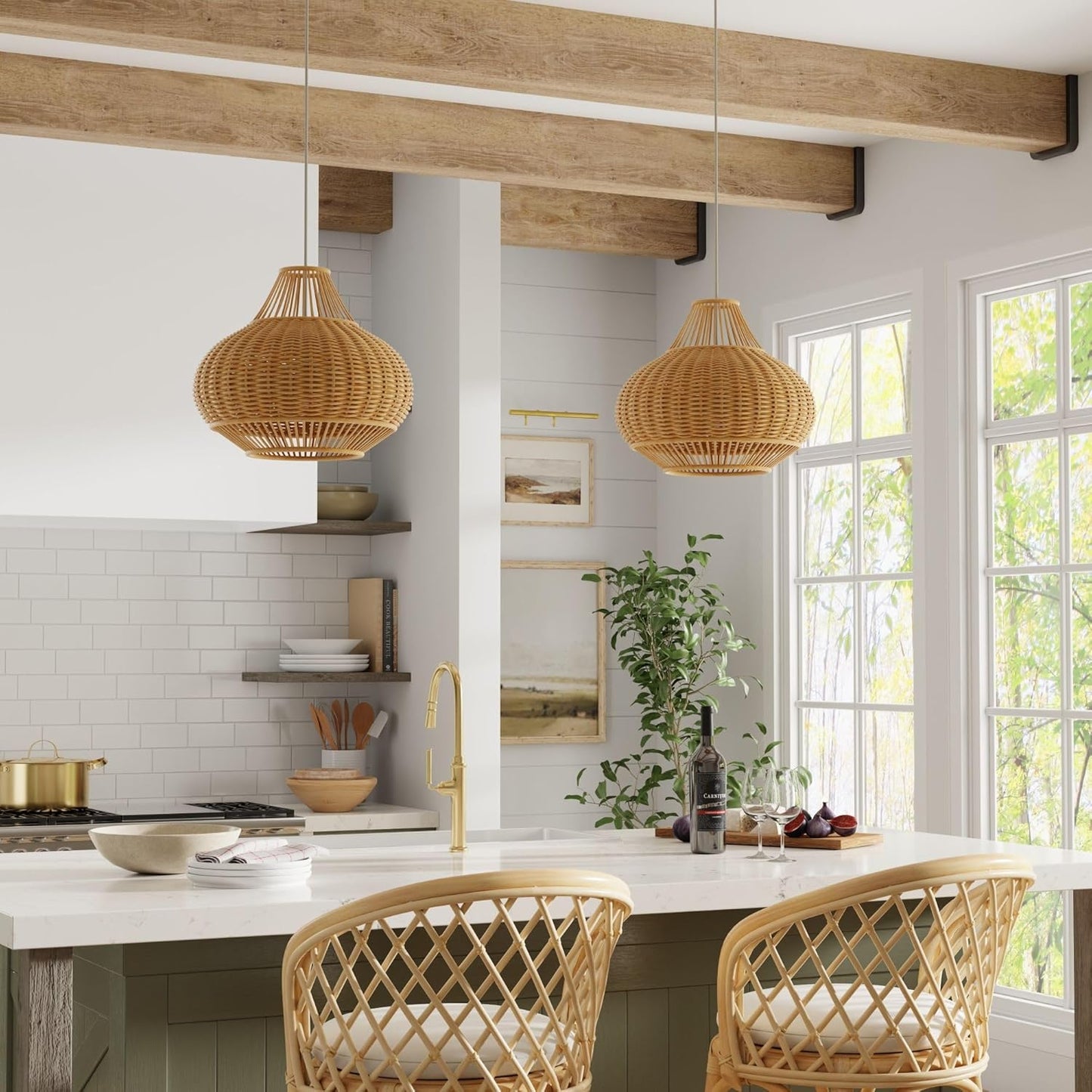 🌿 Woven Rattan Pendant Light 💡 – Cozy Natural Decor ✨