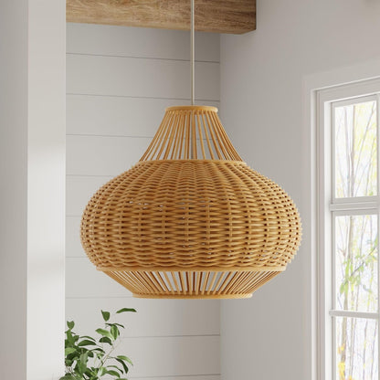 🌿 Woven Rattan Pendant Light 💡 – Cozy Natural Decor ✨